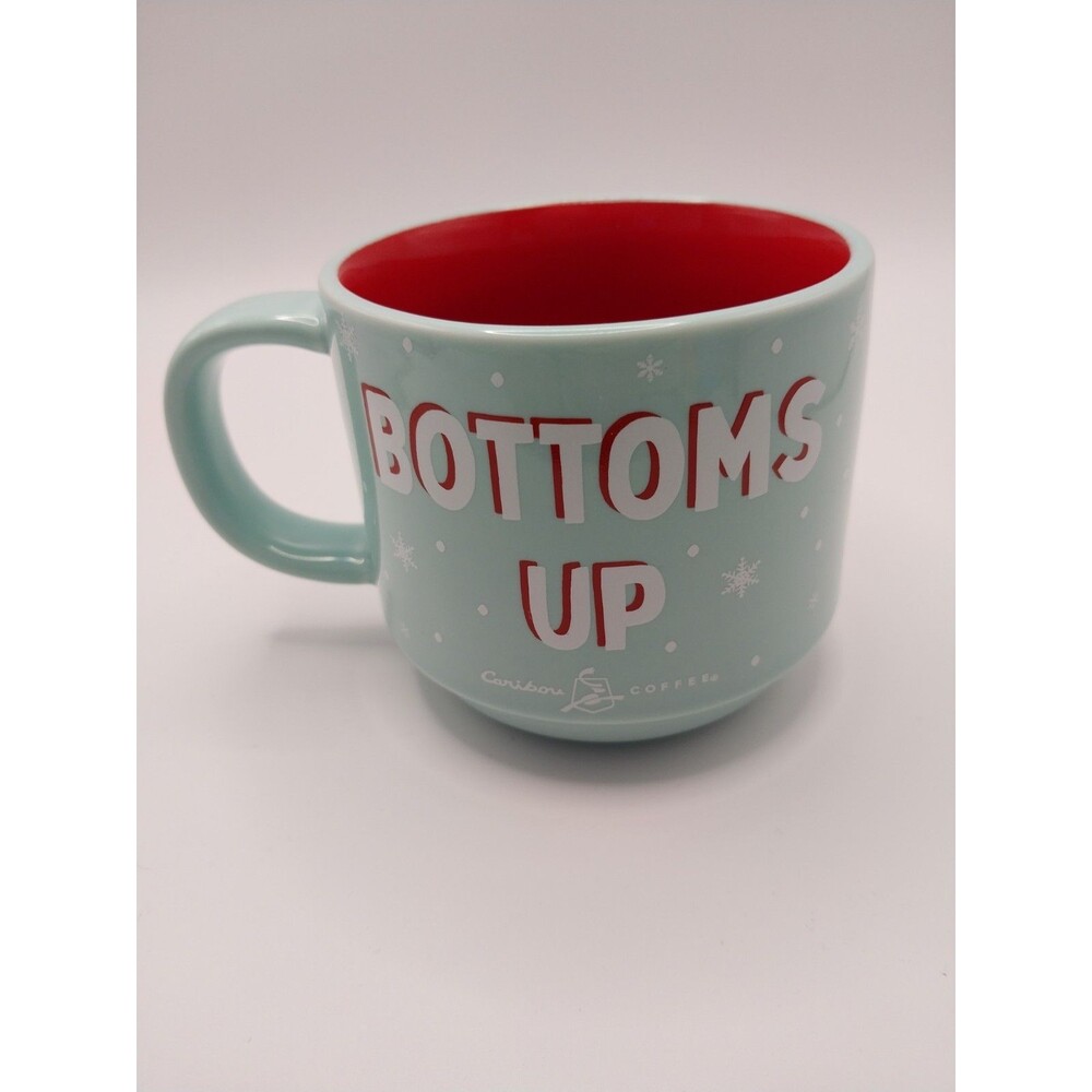 2020 10oz Caribou Coffee Christmas Bottoms Up Santa On Roof Coffee Mug EUC